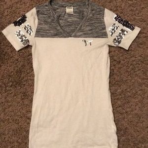 Pink bling V-neck T-Shirt